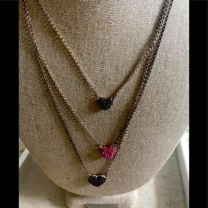 Lipsy three strand two way crystal heart necklace